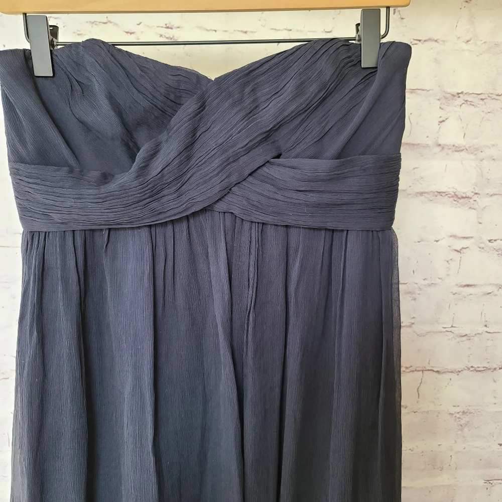 J. Crew Navy Silk Chiffon Strapless Dress Cocktail Special Occasion Bridesmaid 4